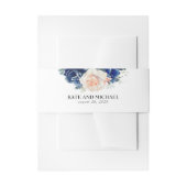 Hochzeit von blauen Pfirsichen und Navy Einladungsbanderole (Vorderseite Beispiel)