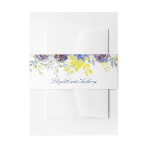 Hochzeit von Blauen und Gelben Blumen Einladungsbanderole