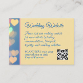 Hochzeit von blauen und gelben leuchtenden Herzen Begleitkarte