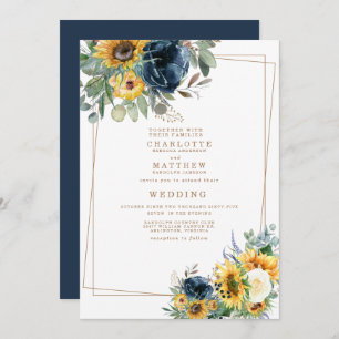 Hochzeit von Blauen und Gelben Wasserfarben II Einladung