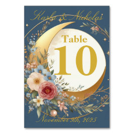 Hochzeit von Blauen und Goldblumen Tischnummer