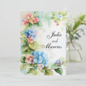 Hochzeit von blauen und roten Blume Einladung (Stehend Vorderseite)