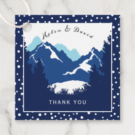 Hochzeit von blauen und weißen Bergen und Polka-Pu Geschenkanhänger