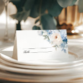 Hochzeit von blauen und weißen Blume Platzkarte