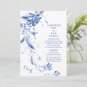 Hochzeit von blauen und weißen Blumengärten 1 Einladung (Stehend Vorderseite)