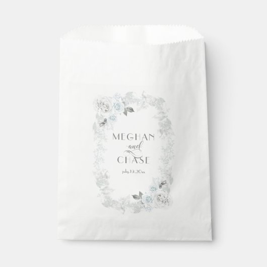 Hochzeit von blauen und weißen Rosen Geschenktütchen (Vorderseite)