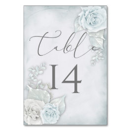 Hochzeit von blauen und weißen Rosen Tischnummer