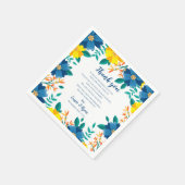 Hochzeit von Blauer und Gelber Blüte Dankeschön an Serviette (Ecke)
