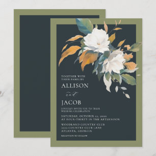 Hochzeit von Blauer Weiß-Blütenblüte Einladung