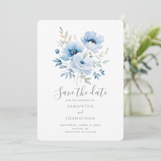 Hochzeit von Blauflora Save The Date (Stehend Vorderseite)