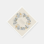 Hochzeit von Blaugelben Wasserfarben Serviette (Ecke)