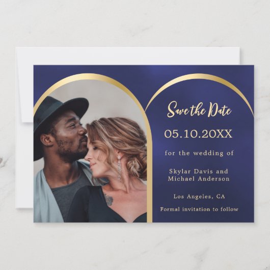 Hochzeit von Blaugold-Foto Save The Date (Vorderseite)