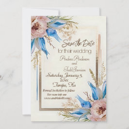 Hochzeit von Blaugras-Blume Save The Date