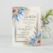 Hochzeit von Blaugras-Blume Save The Date (Stehend Vorderseite)
