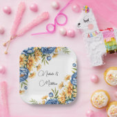 Hochzeit von Blaupferden und Gelben Milchähren Pappteller (Party)