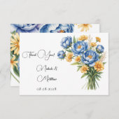 Hochzeit von Blaupony und Gelben Daisies Dankeskarte (Vorne/Hinten)