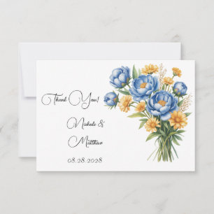 Hochzeit von Blaupony und Gelben Daisies Dankeskarte