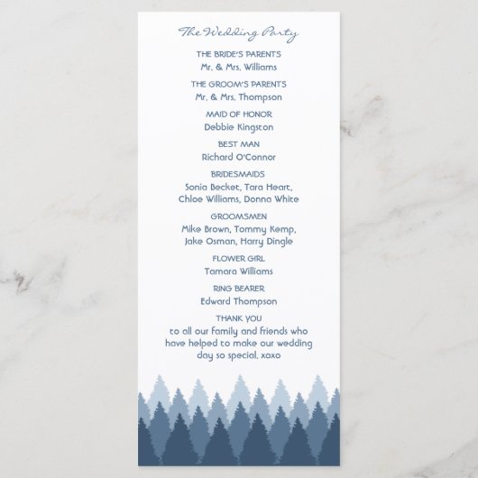 Hochzeit von Blauwald Programm (Rückseite)