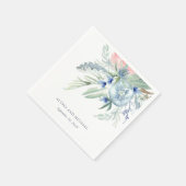 Hochzeit von Blue and Pink Peony Watercolor Serviette (Ecke)