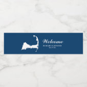 Hochzeit von Blue Cape Cod Map Wasserflaschenetikett (Einzelnes Label)
