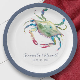 Hochzeit von Blue Crab Beach Pappteller