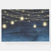 Hochzeit von Blue Gold Glitzer String Lights Gästebuch (Rückseite)