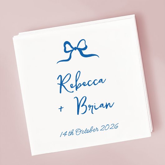 Hochzeit von Blue Hand Drawn Bow Ribbon Sketch Serviette