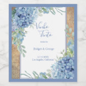 Hochzeit von Blue Hydrangea Weinetikett (Einzelnes Label)