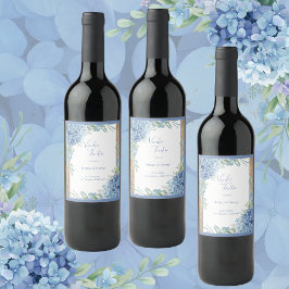 Hochzeit von Blue Hydrangea Weinetikett