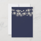 Hochzeit von Blue Script String Lights RSVP Karte (Rückseite)