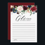Hochzeit von Blume der Wasserfarbe Burgund und der Hinweiskarte<br><div class="desc">Geben Sie Ihren Rat an die Neuvermählten mit dieser individuell anpassbaren Hochzeitsratenkarte. Es verfügt über eine blumengeschmückte Aquarellgarage mit roten,  bordeauxfarbenen,  rot-blauen und marineblauen Blumen mit grünen Akzenten. Personalisieren Sie diese Blumenratte,  indem Sie Ihre eigenen Texte hinzufügen. Dieser Blumenausweis ist ideal für Hochzeiten im Herbst.</div>