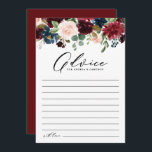 Hochzeit von Blume der Wasserfarbe Burgund und der Hinweiskarte<br><div class="desc">Geben Sie Ihren Rat an die Neuvermählten mit dieser individuell anpassbaren Hochzeitsratenkarte. Es verfügt über eine blumengeschmückte Aquarellgarage mit roten,  bordeauxfarbenen,  rot-blauen und marineblauen Blumen mit grünen Akzenten. Personalisieren Sie diese Blumenratte,  indem Sie Ihre eigenen Texte hinzufügen. Dieser Blumenausweis ist ideal für Hochzeiten im Herbst.</div>