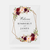 Hochzeit von Blume in Burgund Acrylschild (Vorderseite)