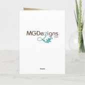 Hochzeit von Blume in Marine und Goldmedaille Dankeskarte (Rückseite)