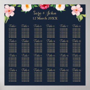 Hochzeit von Blume in Marine und Goldmedaille Poster