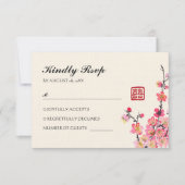 Hochzeit von Blume mit chinesischer Tinte RSVP Karte (Vorderseite)
