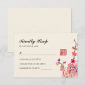 Hochzeit von Blume mit chinesischer Tinte RSVP Karte (Vorne/Hinten)