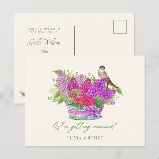 Hochzeit von Blume Postkarte (Vorne/Hinten)