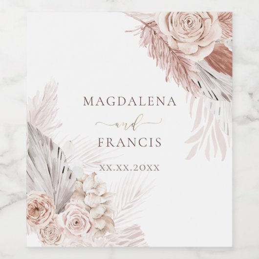 Hochzeit von Blume Weinetikett (Einzelnes Label)