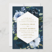 Hochzeit von Blumen der Marine Einladung (Vorderseite)