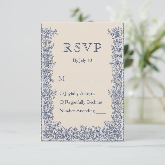Hochzeit von Blumen RSVP Karte (Stehend Vorderseite)