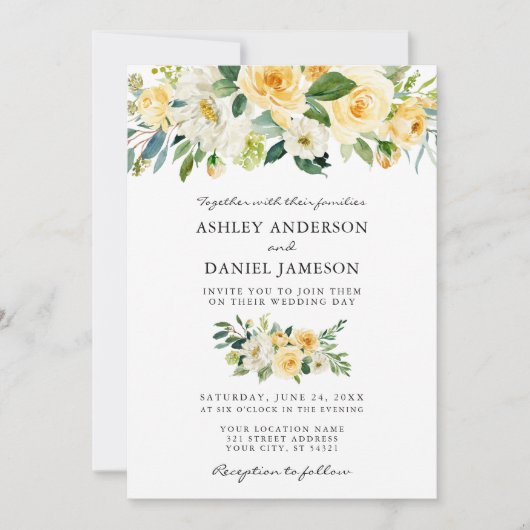 Hochzeit von Blumengrün Einladung (Vorderseite)