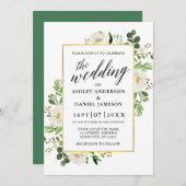 Hochzeit von Blumenkalligrafie Einladung (Vorne/Hinten)