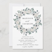 Hochzeit von Blumenkraut mit weißen Anemonen und R Einladung (Vorderseite)