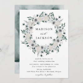 Hochzeit von Blumenkraut mit weißen Anemonen und R Einladung