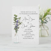 Hochzeit von Blumenstrauß auf Damask Einladung (Stehend Vorderseite)