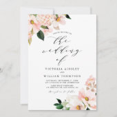 Hochzeit von Blush Pink Magnolias und Hydrangeas Einladung (Vorderseite)
