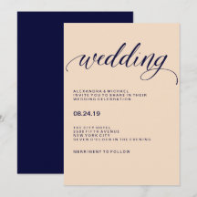 Hochzeit von Blush und Navy-Typografie