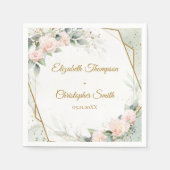 Hochzeit von Blüten und Gold und Eukalyptus Serviette (Vorderseite)