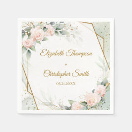 Hochzeit von Blüten und Gold und Eukalyptus Serviette